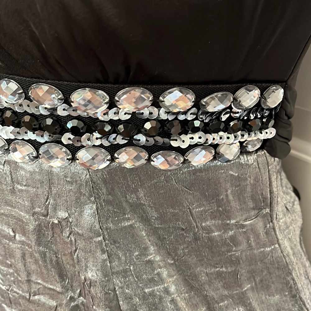 My Michelle black gray party dress strapless Sz 1 prom wedding sweet 16 mitzvah - Picture 5 of 13